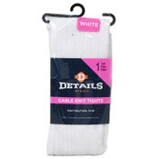 Wholesale - 1pk WHT DETAILS CABLE KNIT TIGHTS SIZE 14-18, UPC: 701570791502